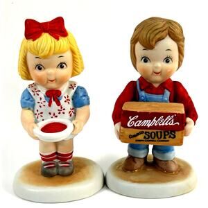 Vintage - 1993 - Campbell’s Soup Kids Porcelain Figurines 4 Inch Boy & Girl